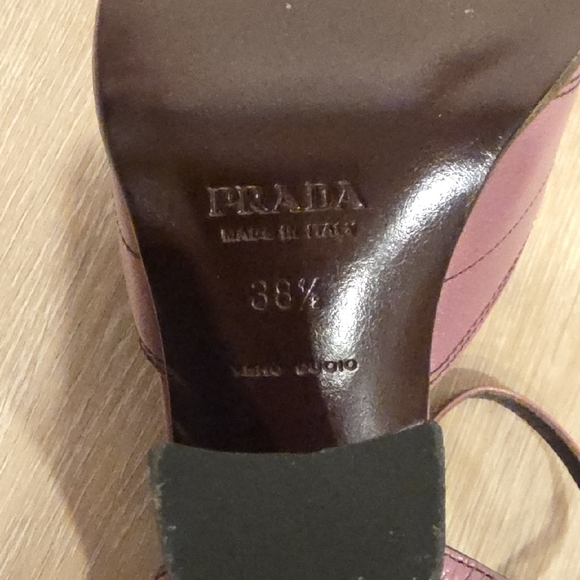 Prada Capretto Fume Petalo Decorative Stitch Mary Jane Pump Chunky Flair Heel - Picture 12 of 12